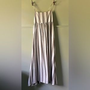 Black Crane Strap Dress in wide stripe, XS